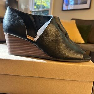 Lucky Brand Black Leather Wedges (new in box)